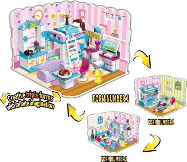 qman neobmedzené nápady dievčenská izba 3v1 stavebnica (194 dielikov)