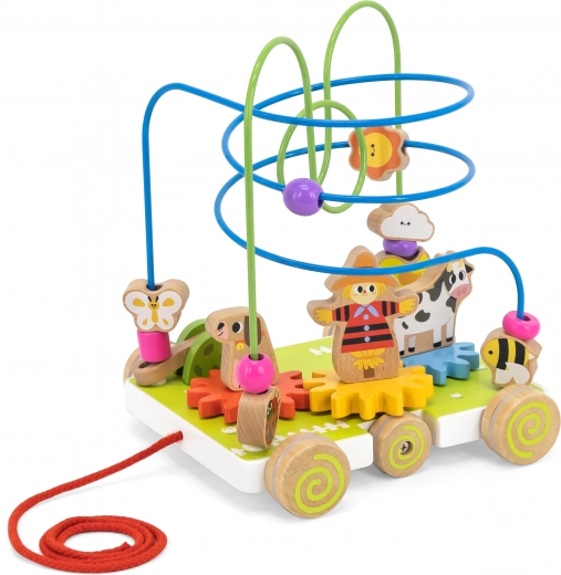 VIGA drevený ťahací labyrint farma 2 v 1