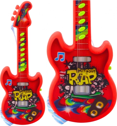Detská elektrická gitara s melódiami a solmizáciou červená