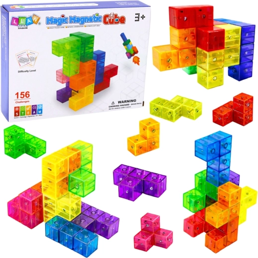 Magnetická stavebnica Magic Magnetic Cubes so 156 výzvami, 9 dielikov