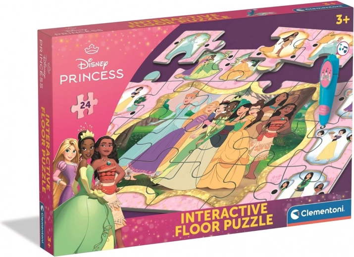 Podlahové puzzle s interaktívnym perom Princezné 24 dielikov