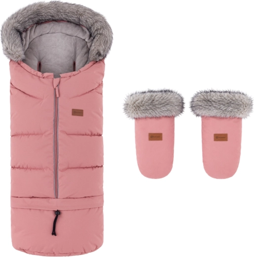 Petite&Mars zimný set fusak Arctic 4v1 + rukavice na kočík Fjora old rose