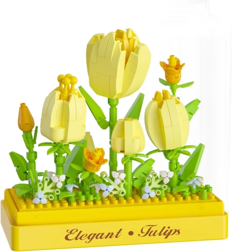 Tulipány z kociek ako dekorácia