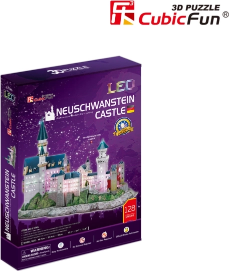 Svietiace 3D puzzle zámok Neuschwanstein 128 dielikov