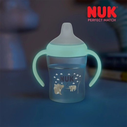 Učiaca dojčenská fľaša NUK Perfect Match svietiaca v tme koala 150 ml