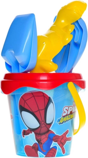 Pieskový set Spider-Man s priehľadným vedierkom, sitkom a nástrojmi