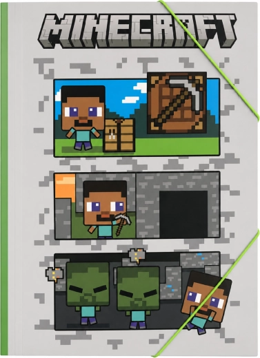 Dosky na zošity Minecraft A4 s gumičkou sivé