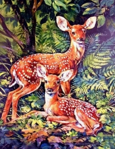 Diamantové maľovanie srnky v lese 30 × 40 cm