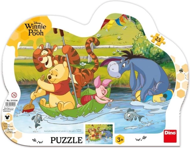 Macko Pú na plavbe – detské puzzle 25 dielikov s tvarovaným rámikom