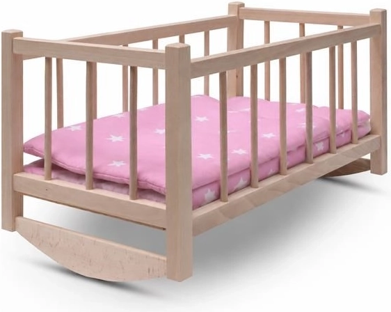 Drevená postieľka – kolíska pre bábiky Baby Mix Stars Pink - 1 kus