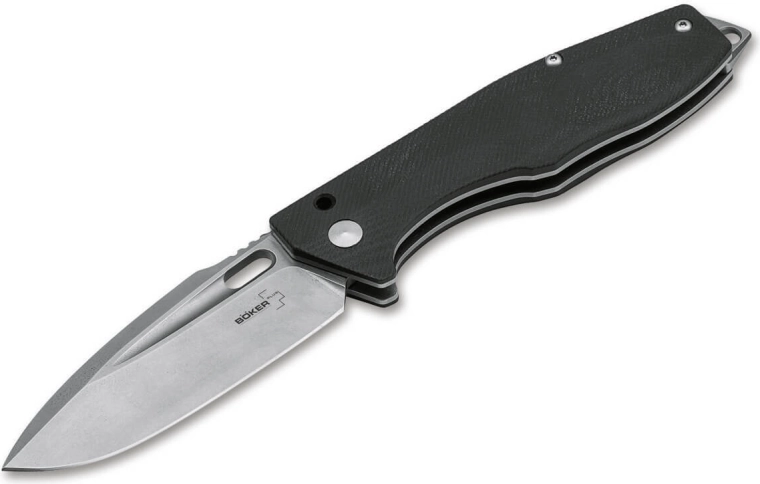 Vreckový nôž Böker Plus Caracal Folder 42, 8,7 cm, stonewash, čierny G10