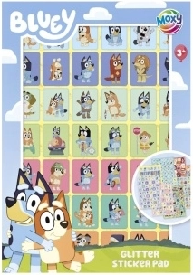 Trblietavé samolepky Bluey – zošit s 8 hárkami