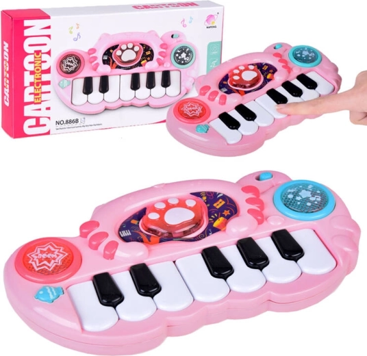 Interaktívne detské klávesy v tvare mačičky so svetlami a melódiami