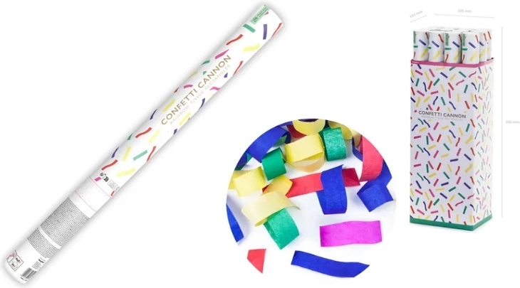 Mix farebných papierových konfiet – vystreľovacia tuba 60 cm