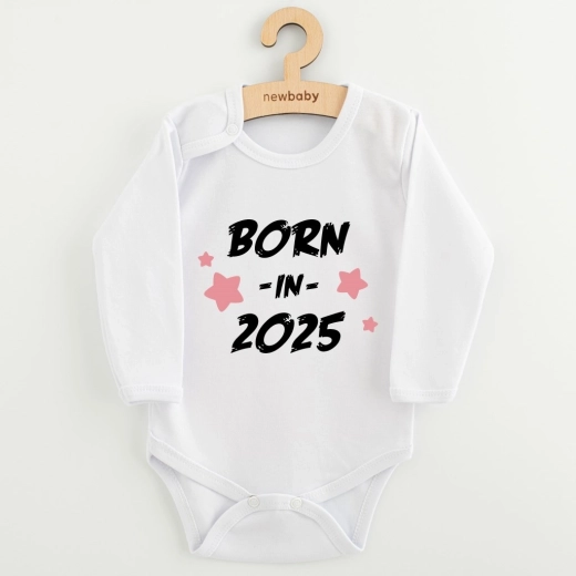Detské body s potlačou New Baby Born in 2025, ružové, veľ. 56 (0–3 mesiace)