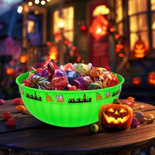 Zelená plastová halloweenska servírovacia misa 30 × 12 cm