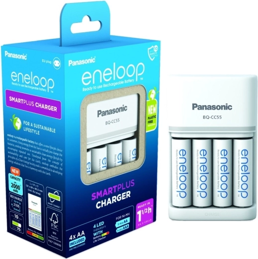 Eneloop nabíjačka Smart and Quick BQCC55 + 4x AA batérie