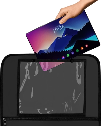 Priehľadné vrecko na tablet pre zábavu na cestách