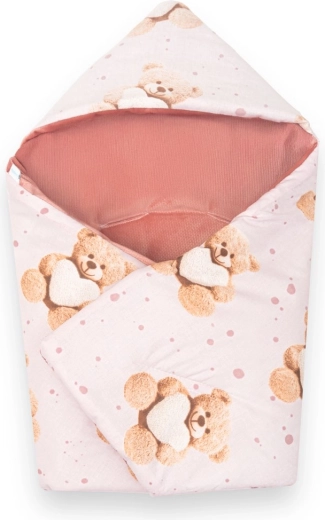 Zateplená zavinovačka do autosedačky NEW BABY Love Teddy Bear, ružová