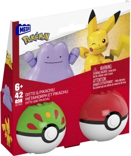 mega pokémon poké ball pikachu a ditto – stavebnica 42 dielov