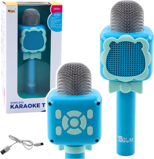 Bezdrôtový Mikrofón Bluetooth Karaoke Nahrávanie Zmena Hlasu Modrý