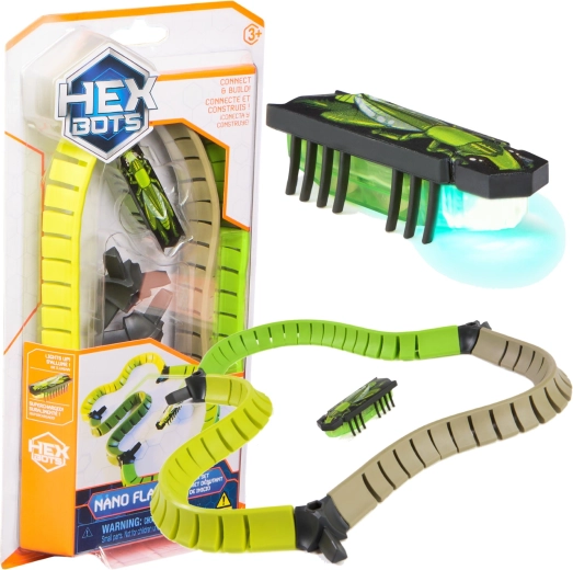 Hexbug Nano Flash štartovacia sada – zelený robotický chrobák s flexibilnou traťou