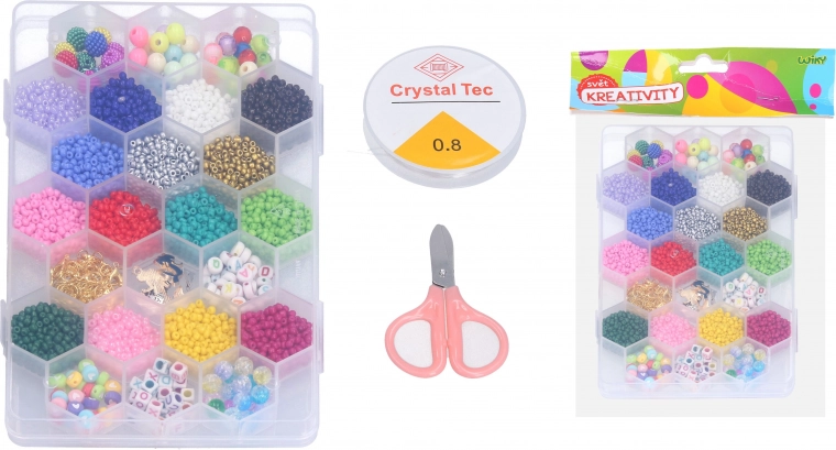 Sada korálikov s povrázkom, nožnicami a zapínaním