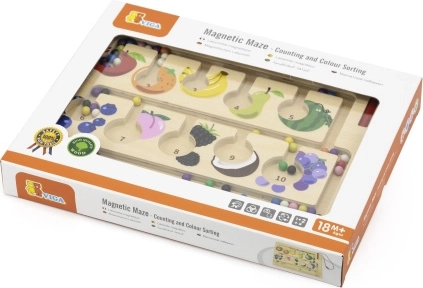 Drevený magnetický labyrint na učenie farieb a počítania