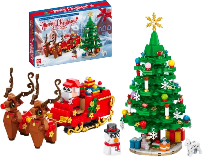 Adventný kalendár Lele Brother vianočné sane a stromček (940 dielikov)