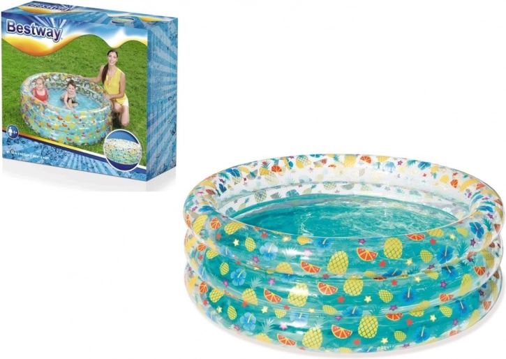 Nafukovací detský bazénik Bestway 155 × 53 cm – trojprstencový, ovocný motív