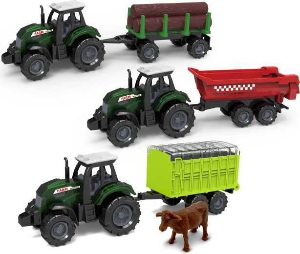 Traktor s prívesom kov/plast 17 cm - 1 kus