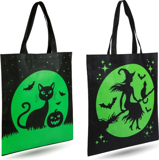 Halloweenska taška s motívom mačky alebo čarodejnice – 1 kus