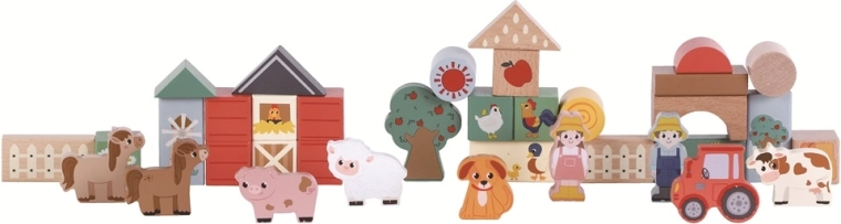 2Kids Toys drevené kocky Život na farme, 36 dielov