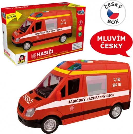 Hasičská dodávka na zotrvačník so zvukom a svetlom