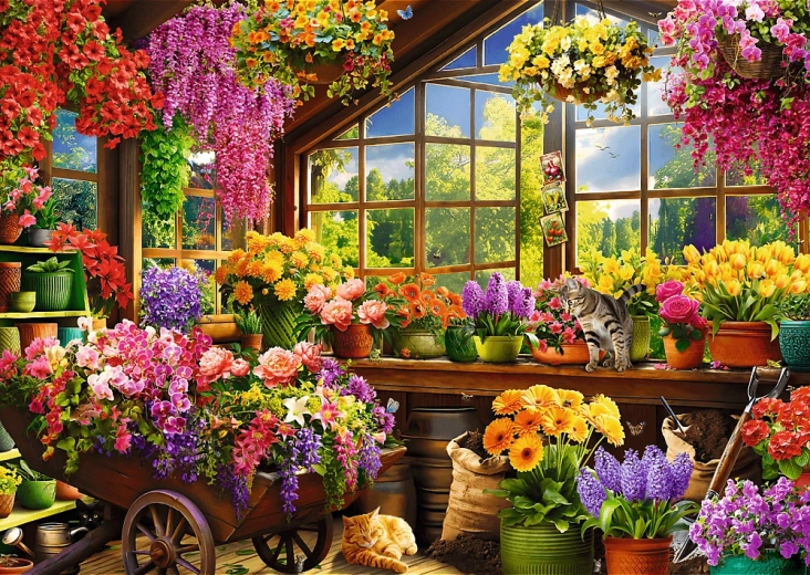 TREFL Puzzle Premium Plus Čajový Čas: Jarné prípravy 1000 dielikov