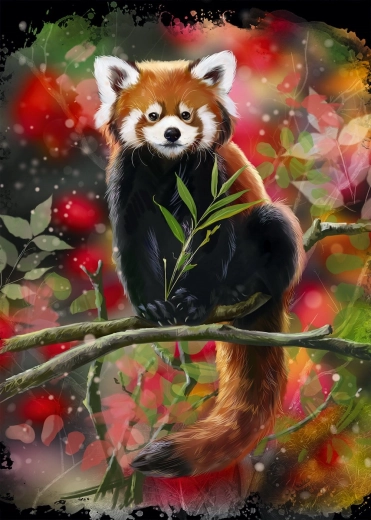 Puzzle Červená Panda na vetve 1000 dielikov