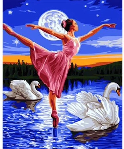 Diamantové vyšívanie (diamond painting) Labutie jazero – baletka 30 × 40 cm