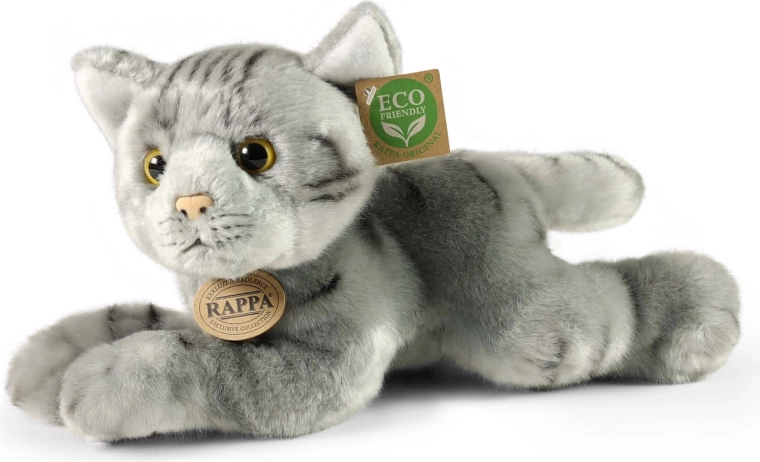 Rappa Plyšová mačka sivá ležiaca 30 cm Eco-Friendly