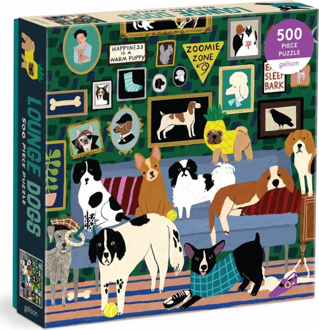 Štvorcové puzzle Psy v salóniku 500 dielikov