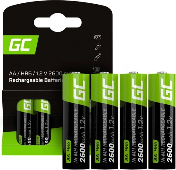 Nabíjateľné batérie Green Cell AA R6 2600 mAh – sada 4 ks