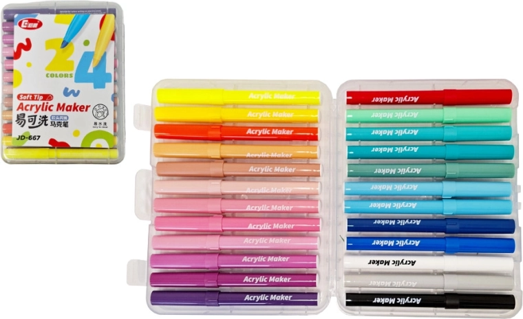 Akrylové popisovače 24 ks na sklo, keramiku, drevo a kamene