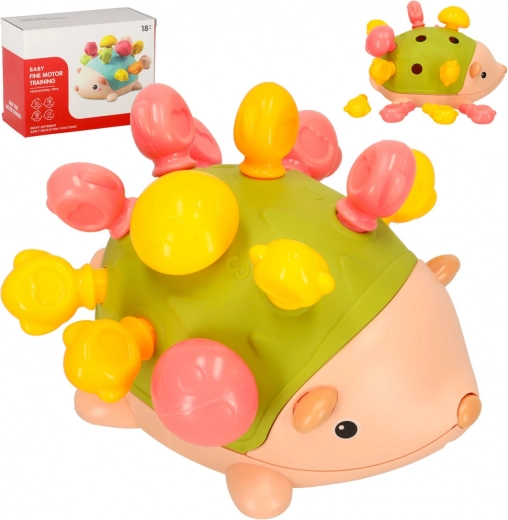 Montessori senzorický ježko so zasúvacími kolíkmi – zelený