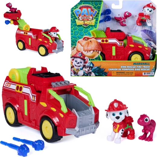 Spin Master Paw Patrol film Dino Rescue – hasičské vozidlo Marshall 20 cm s figúrkami a strelami
