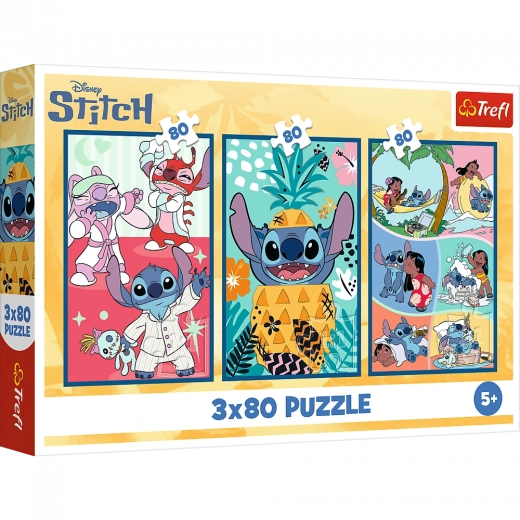 Puzzle Lilo & Stitch: Tri Puzzle v Jednom - Stitch 3x80 Dielikov