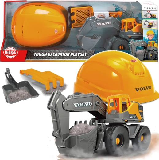 Dickie Toys Volvo stavebná súprava s bagrom a ochrannou prilbou