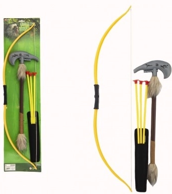 Indiánsky luk 70 cm s 3 šípmi s prísavkami a tomahawkom