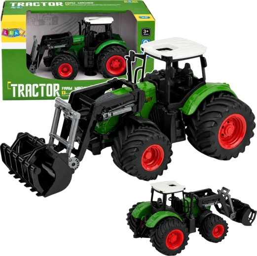 Farmársky traktor s čelným nakladačom 1:24, gumové kolesá, zelený