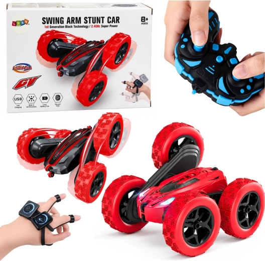 Kaskadérske RC auto na ovládanie gestami 360° červené