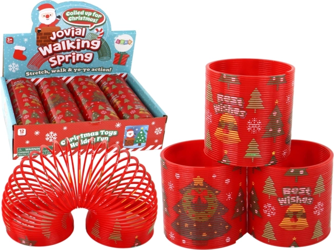 Kultová červená pružinka s vianočným motívom 6 cm