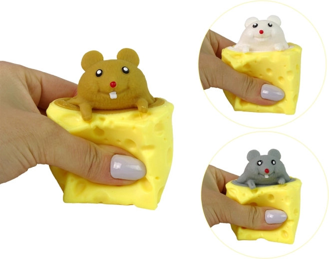 Plyšová syrová myška Squishy – senzorická Pop It myš